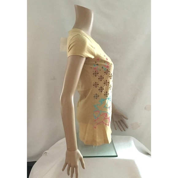 Self Esteem T Shirt Juniors Sizes Tan Puff Paint Fitted DOVES FLOWERS NOS Y2K - Picture 5 of 6